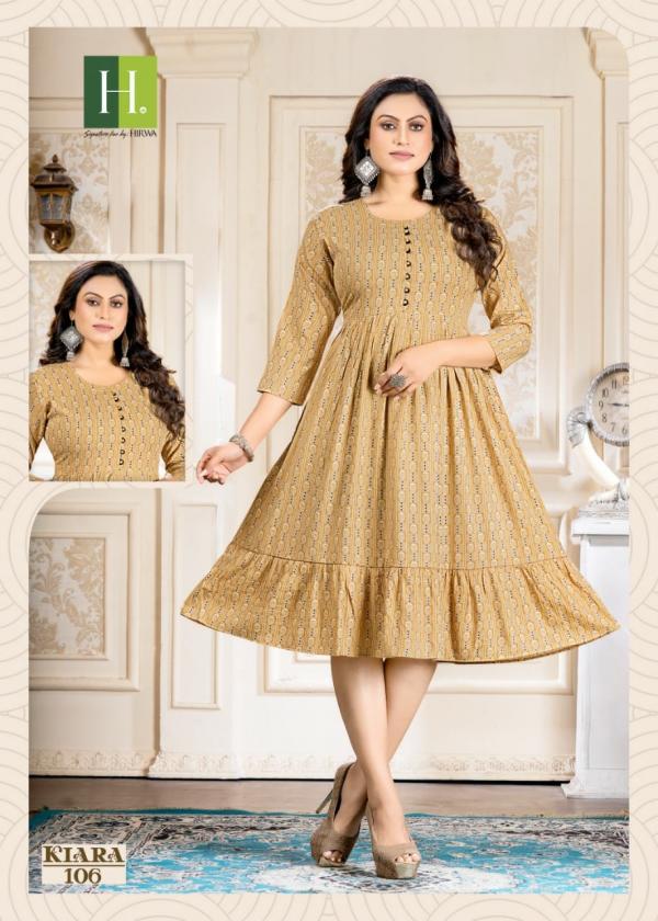 Hirwa Kiara Fancy Wear Rayon Designer Kurti Collection